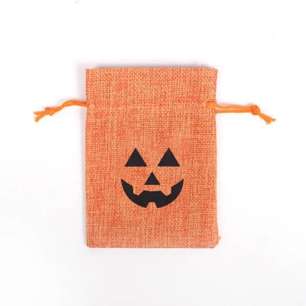 Shopping Pumpkin Gift Bag 9*12cm Orange Festival Halloween Drawstring Burlap Material