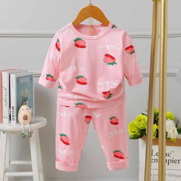 95% Cotton Matching Childrens Pjs Top And Trousers Set 50cm 54cm Bust Skin Friendly