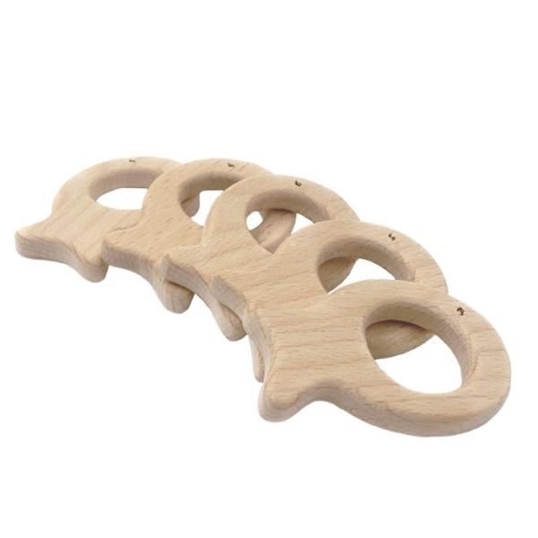 Beech Handmade 55mm Wooden Teething Toy Natural Wood Teethers Necklace