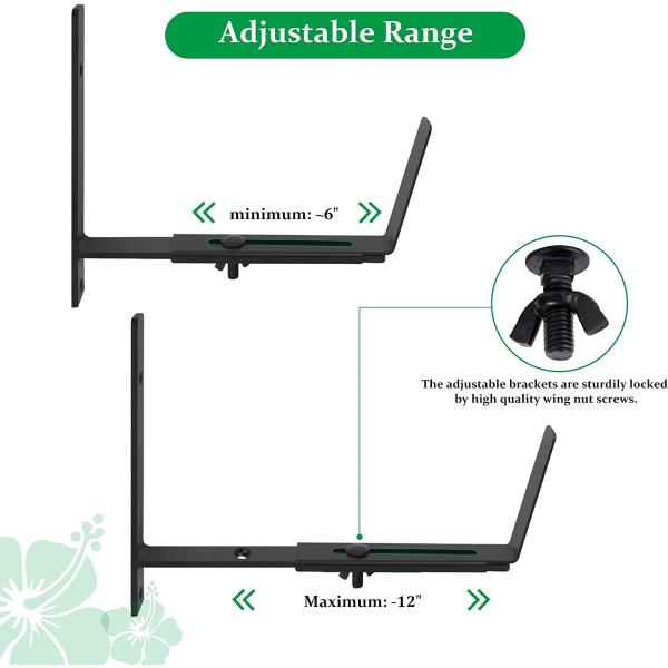 Adjustable Planter Box Shelving Brackets 8.5*8*3.5inch Perfect for Patio Window Fence