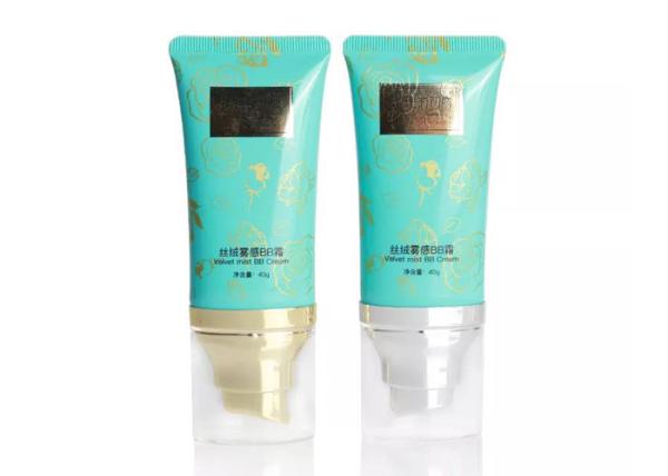 1.7oz Sunscreen Airless Pump Tube , Flat Refillable 50ml Cosmetic Tube