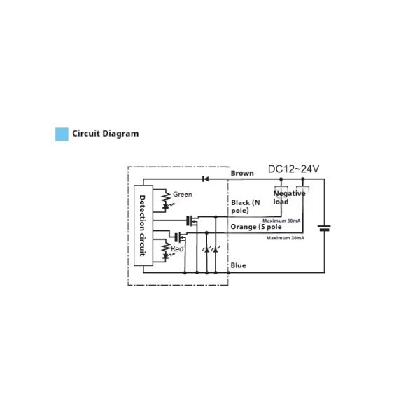 Nch Drain-collector Open DC 12v 24v Magnetic Proximity Sensor with 30mA Output Current Inductive Switch 50m Sec Response Time