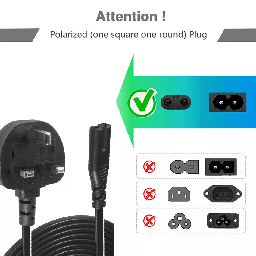 Кабель питания UK Plug to IEC C7, 1.5 м, чистая медь, черный
