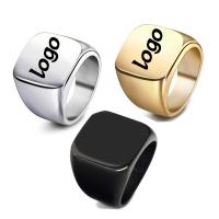 revestimento chapeado ouro do pó de Ring Geometric Silver Steel Ring do dedo dos homens 316L