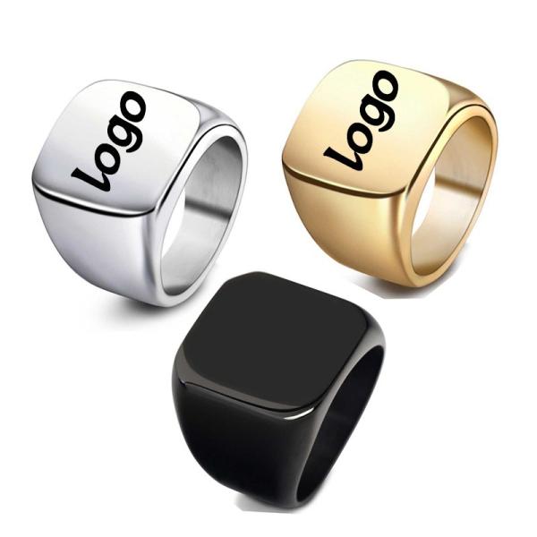 revestimento chapeado ouro do pó de Ring Geometric Silver Steel Ring do dedo dos homens 316L