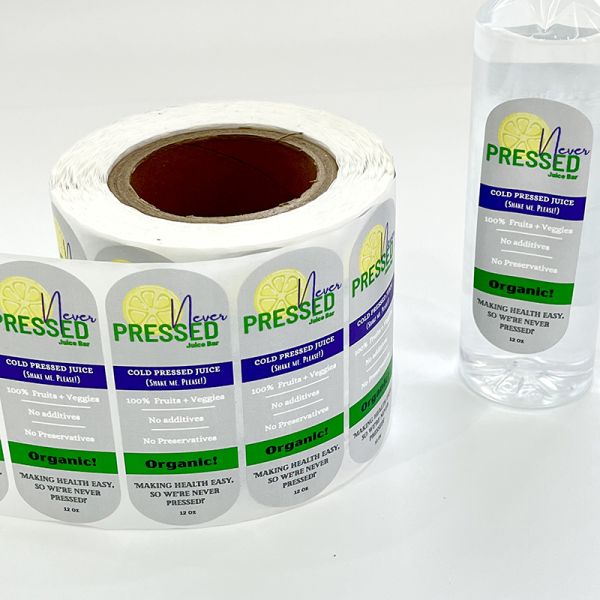 Manufacturer Wholesale Waterproof Die Cut Press Cold Juice Sticker Logo Clear Printing Water Bottle Packaging Label