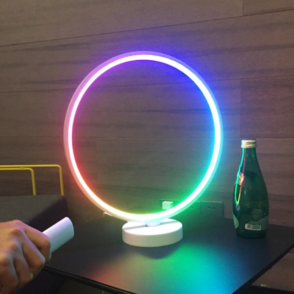 Remote Control Circle Table Lamp 8W LED Mood Lamp with 2700K Warm White Light