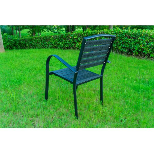 Black 11 Pieces Plastic Wood Modern Outdoor Garden Furniture Table Set 8-10 Seater Extendable Patio Dining Table Chairs