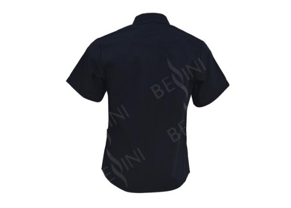 Men's 65%Polyester 35%Cotton Poplin Work Shirt Short Sleeve Black