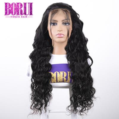 Peruca fraca pre arrancada humana brasileira da parte dianteira do laço da onda do cabelo da cor natural