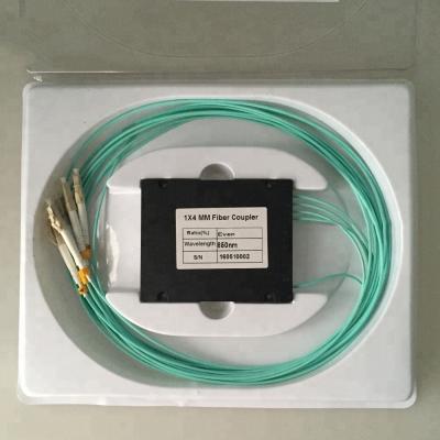 Multi conectores modelo do acoplador LC/UPC OM3 do divisor 1*4 FBT da fibra ótica com caixa do ABS