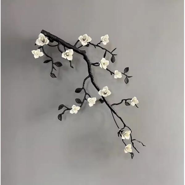 Hotel Elegant Magnolia Flower Ceramic And Copper Villa Lamp Hotel Chanderlier Wall Lamp