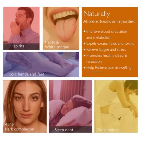 Deep Natural Cleansing 10 Ginger Foot Pads and 10 Adhesive Sheets for Anti-Stress Relief