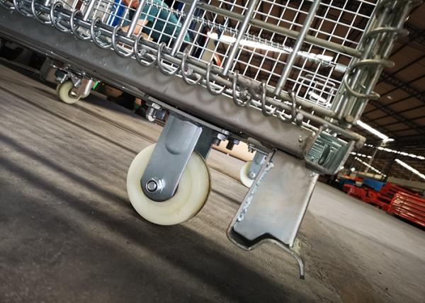 Folding Standard Size Galvanized Wire Mesh Cages Anti Oxidizing With Wheels