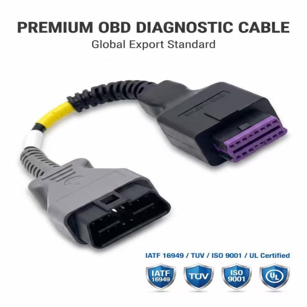 OBD‑II 16‑pin Male to OBD‑II 16‑pin Female with RJ45 Network Port