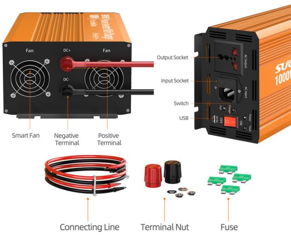 24v 48v Off Grid Solar Power Inverter 1kw 1000W Pure Sine Wave Inverter With Charge