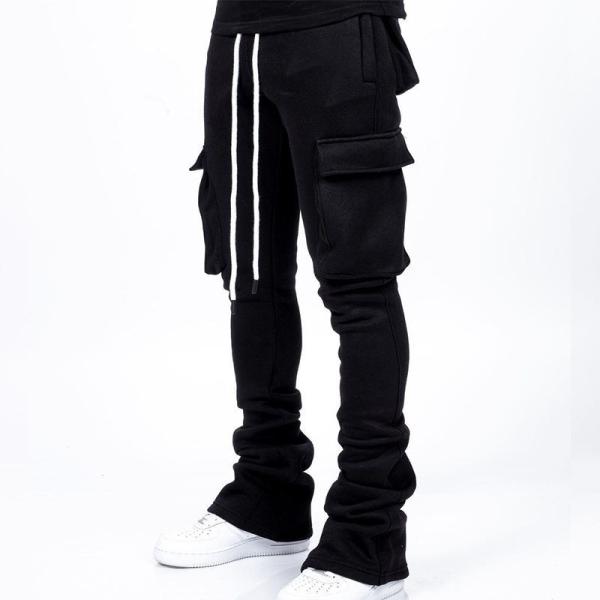 Factory Price Street Wear Soft Cotton Stacked Flared Sweatpants Solid Color Sweat Pants For Men