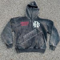 Logo imprimé sur écran Balaclava Fermeture à glissière Hoodie Vêtements de rue Pullover Hoodies Anti Pilling