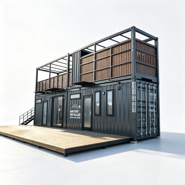 Second Floor Steel Structure Container Houses Pre-fabricated Components Container Glamping Park Toilet Cafe Shop