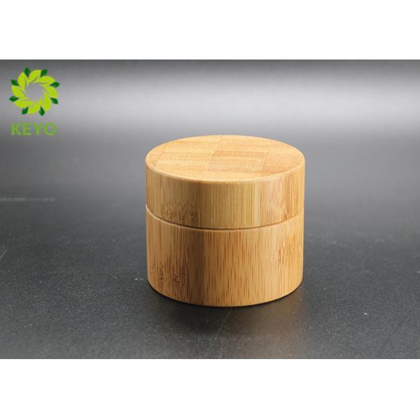 Brown Color Cosmetic Cream Jar , Glass Cosmetic Jars With Bamboo Material