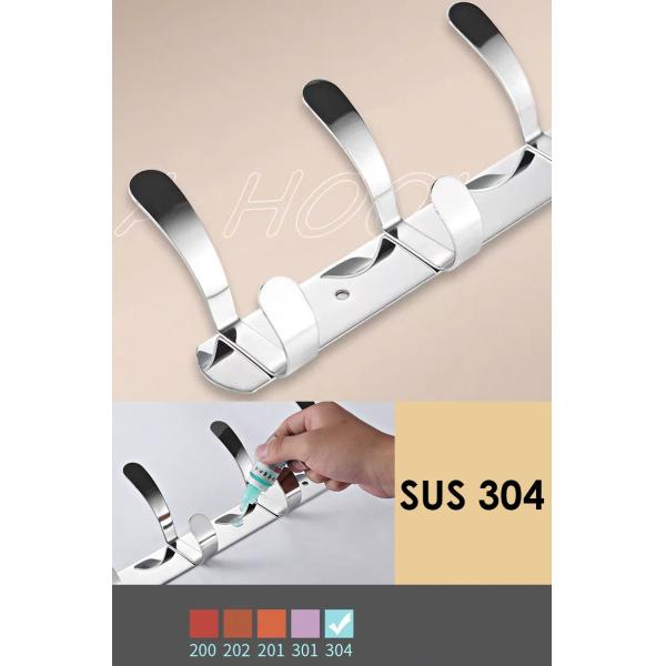 Wall Mount SS304 Stainless Steel Coat Rack With Polished Brushed Finish Waterproof