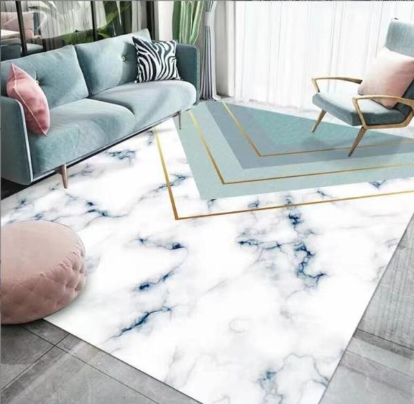 Rectangle Polyester Fiber Living Room Floor Carpet Stripping Special Style