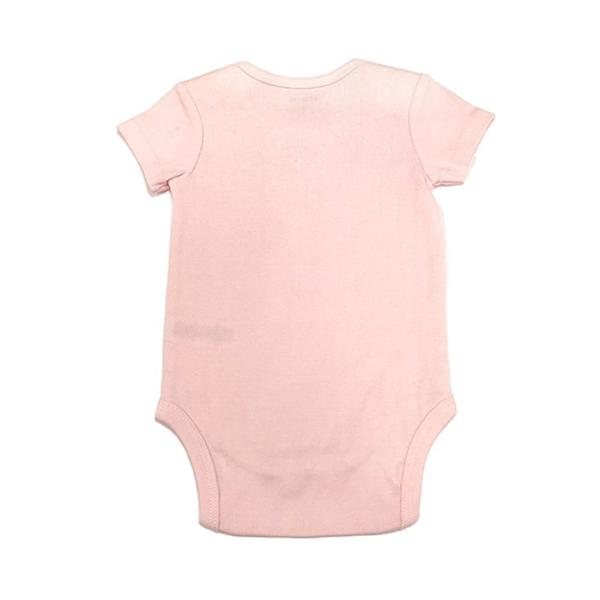 Unisex Breathable Pink Knitted 100% Cotton Short Sleeve Bodysuit for Infants