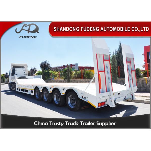 Three / Four Axles 60 Ton Lowboy Trailer With Mechanical / Hydraulic Ramp