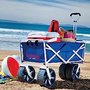 Custom Wholesale Outdoor Push Pull Collapsible Easy To Carry Camping Folding Wagon With Big Wheels