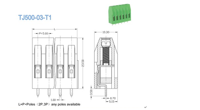 Соорудите тип блок 5.0mm высокий винта PCB 300V 10A терминальный поднимая серию замка струбцины