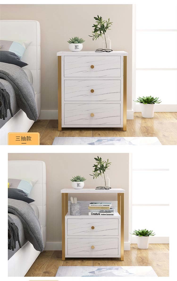 3 Drawer Gold Night Stand for Bedroom Cabinet and Drawers in Hospital Bedside Cabinet