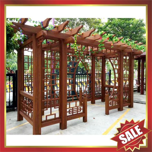public garden park decoration wood style aluminium aluminum metal grape trellis Pergola vine grids sunshade shelter