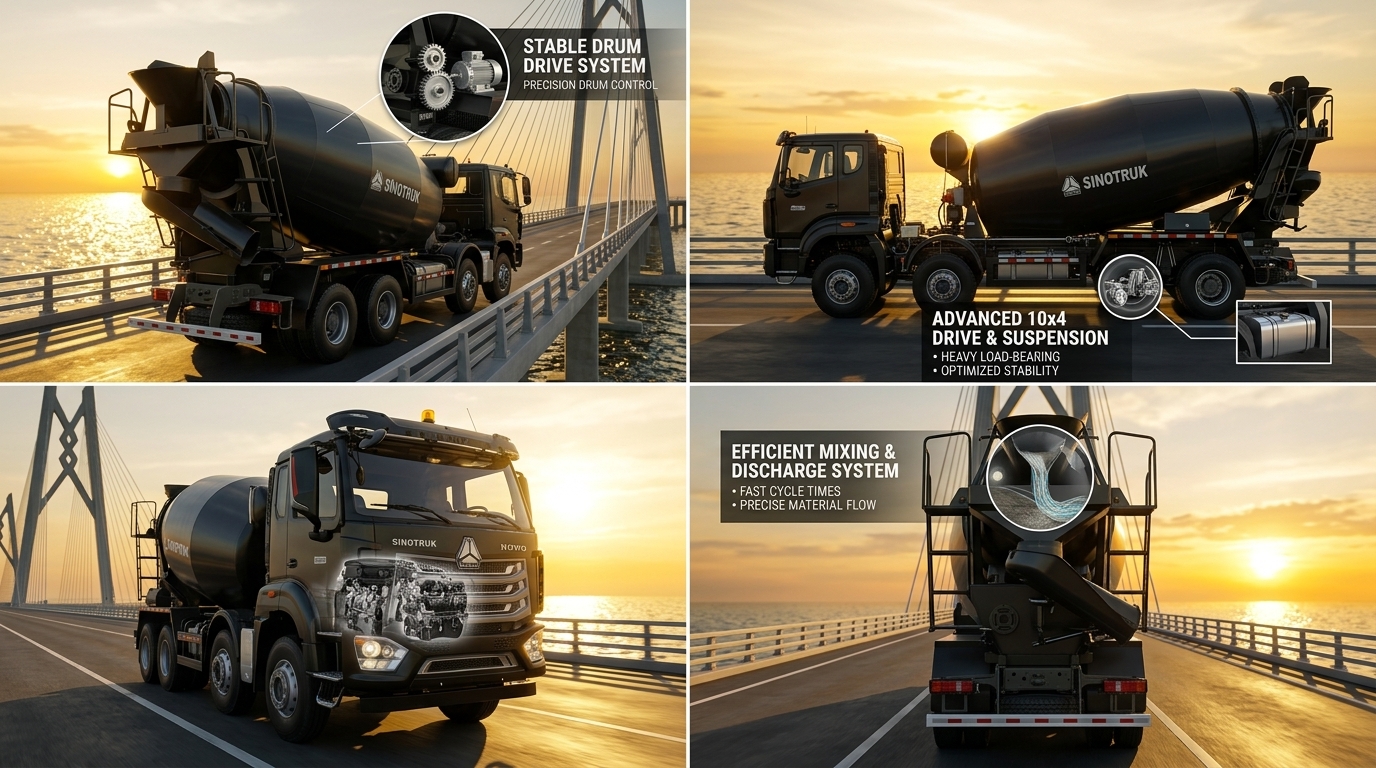 NEW HOWO HOHAN SINOTRUK Concrete Mixer Truck Black 10CBM 380HP 8X4 RHD