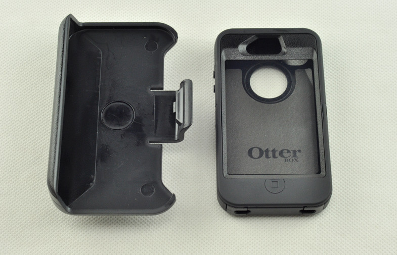 3 Layers Black Cell Phone TPU Case For Apple Iphone 4 With A Hole