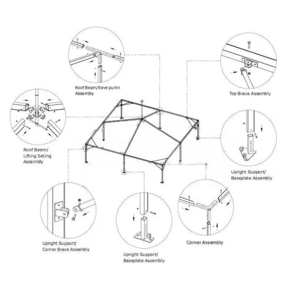 Tente de pagode de jardin de 5x5 mètres À vendre,Tente de pagode en PVC à cadre en aluminium pour une fête de mariage en plein air