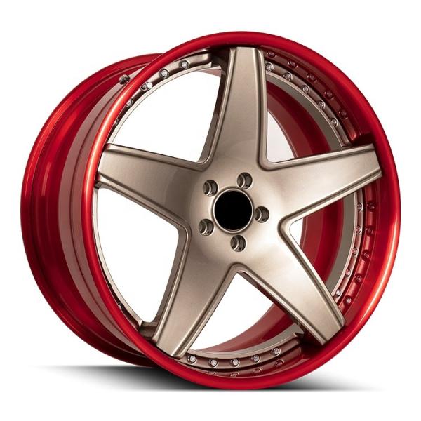 Deep Dish Lip Wheels 5 Spoke Aluminum Custom Forged Wheels 2 Pieces Forged Alloy Wheels For Sports Car