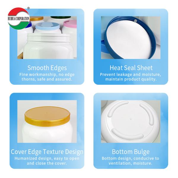 White 1000ml 2000ml 2200ml 2300ml 2625ml 4000ml PET Milk Powder Jar Whey Protein Container with Screw Top for Sugar Baby Food