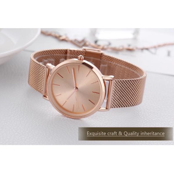 Mesh Stainless Steel Band Waterproof Women Luxury Watch With Sunray Dial