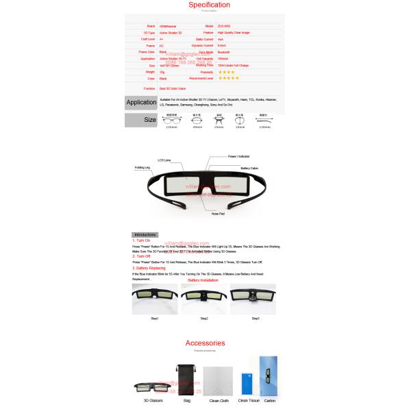 Active shutter 3D glasses bluetooth TV film vision movie buy LG Sony Samsung Pana theater2