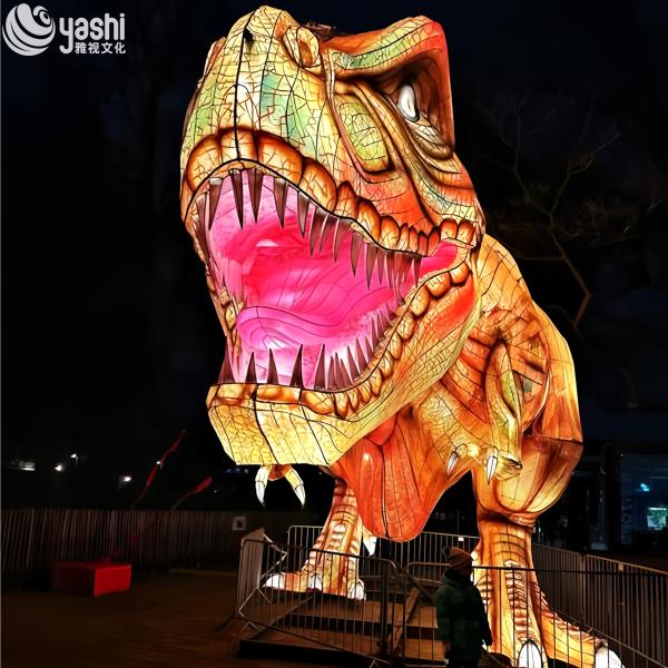 Lifelike Tyrannosaurus Rex Model with Waterproof Outdoor LED Lantern