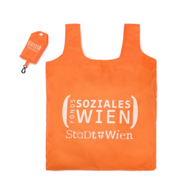 190t Lightweight Reusable Shopping Bags , Logo Printing Orange Reusable Shopping Bags