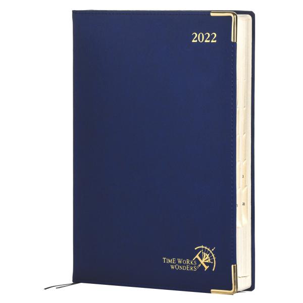 PU Leather Daily Planner With Hourly Weekly Monthly Schedule For The Whole Year Navy Blue