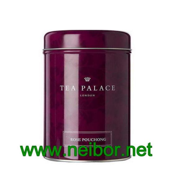 Round tea tin box coffee container with rounded slip lid smooth corners