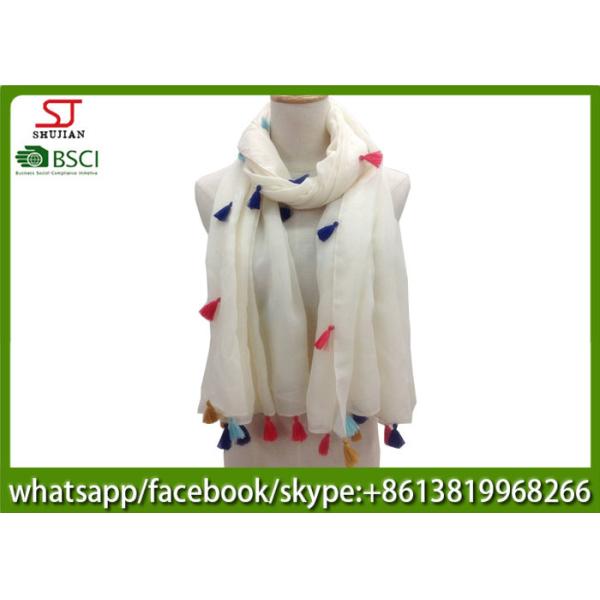 Chinese factory colorful yarn circle spring summer thin tassel scarf 20%Cotton