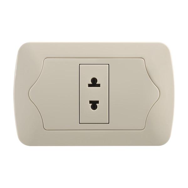 Electrical Outlet 1 Gang Socket Ivory Color With Copper Parts And Silver Contact