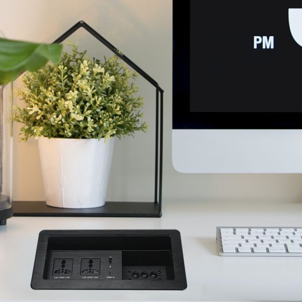 Electrical Cubby Audio Visual Box Multimedia Modular Wall Socket For Meeting Room Table