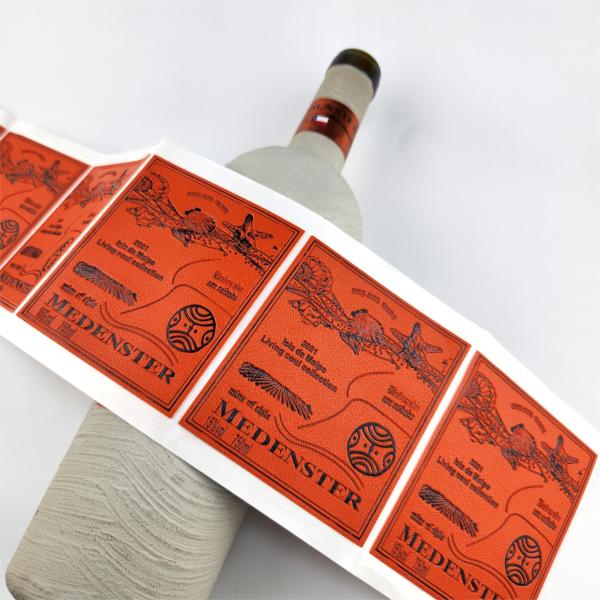 Custom Champagne Labels Gold Foil Logo Gift Wedding Party Red Wine Packaging Leather Labels Sticker