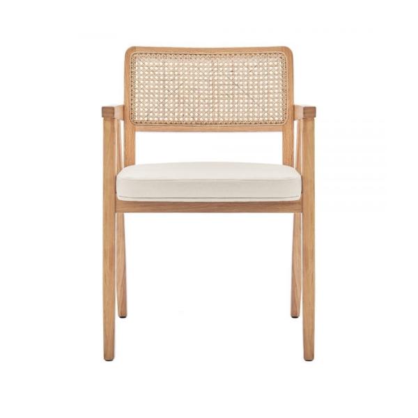 Stackable Wooden Dining Chair with Rattan Back Contemporary Design