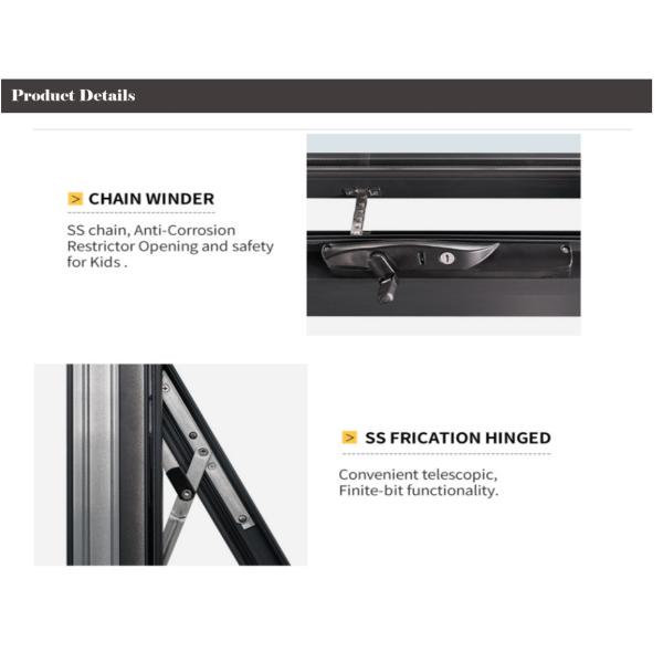 Silver Anodized Frame Aluminum Awning Windows Horizontal Tilt And Swing