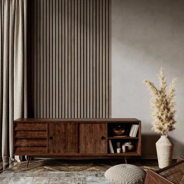 Aesthetic Gray EV Twill Slatted Wood Acoustic Panels For Renovation